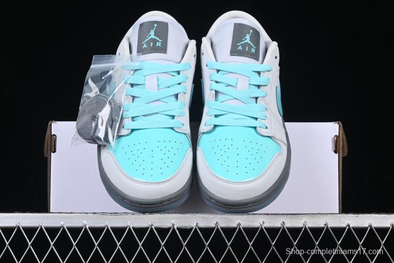 Nike Air Jordan 1 Low AJ1 Patent Leather Grey Green Casual Sneakers - HQ3599-025