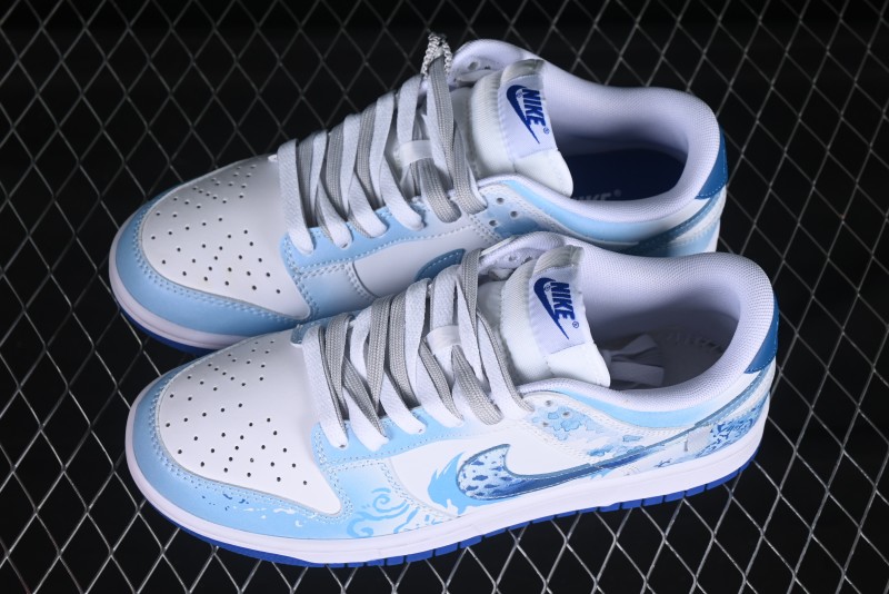 Nike Dunk Low Blue and White Porcelain Theme Casual Sneakers - DV0831-104