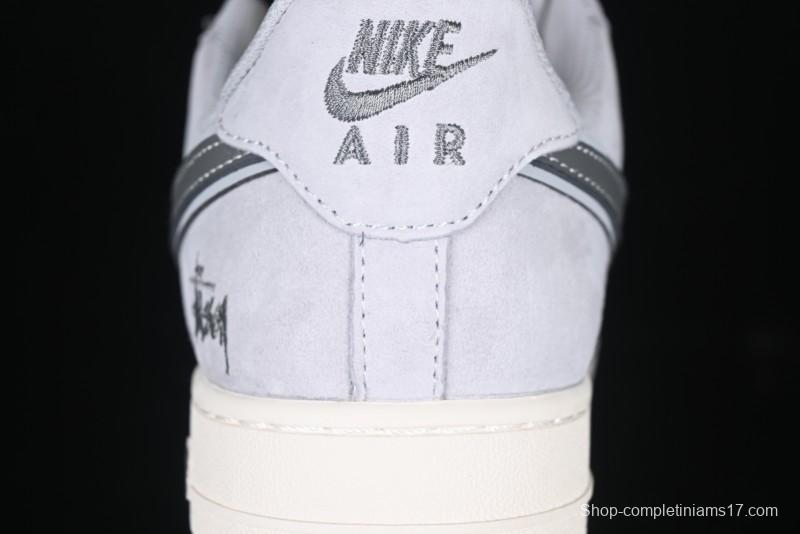 Nike Air Force 1 '07 Low Stussy Collaboration - Pig Grey Swoosh Low-Top Casual Sneakers - XZ3318-066