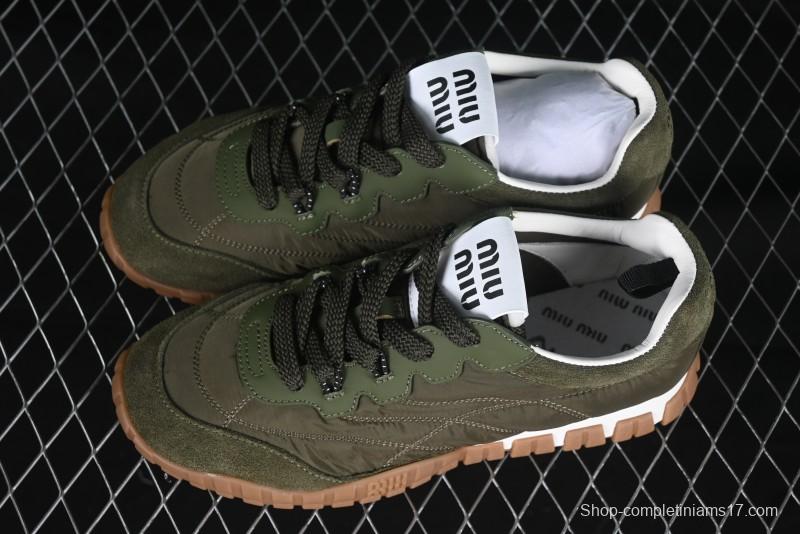 Miu Miu Suede Round Toe Lace-Up Low Top Women's Casual Shoes - 99D4