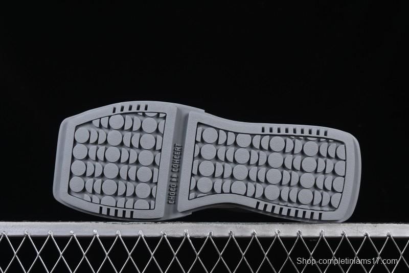 Choco Concert Leather Round Square Asymmetric Fashion Sneakers White Gray - AJE5