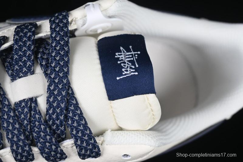 Nike Air Force 1 '07 Low Stussy Collaboration - Navy Blue & Off-White Low-Top Casual Sneakers - XZ3328-568