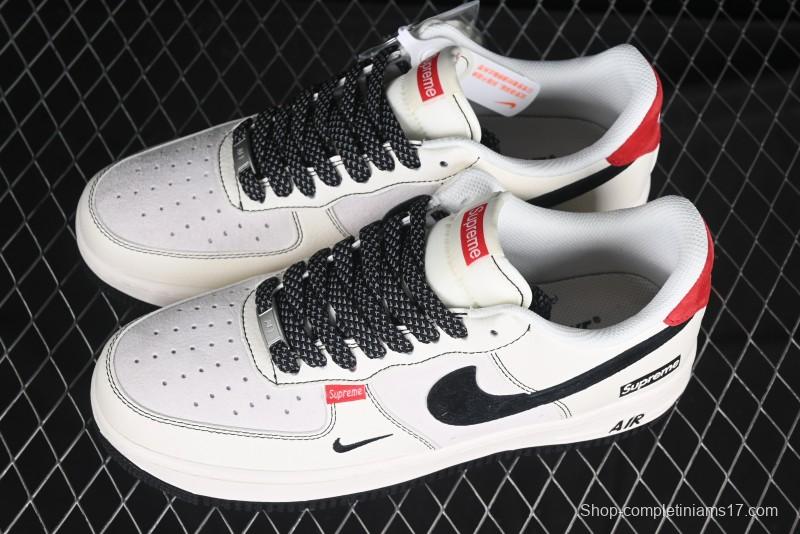 Nike Air Force 1 '07 Low Supreme Collaboration Casual Sneakers in Beige Black Red - BB7518-019