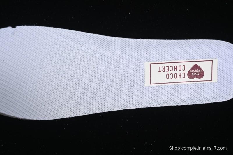 Choco Concert Leather Round Square Asymmetric Fashion Sneakers White Wine Red - AJE5