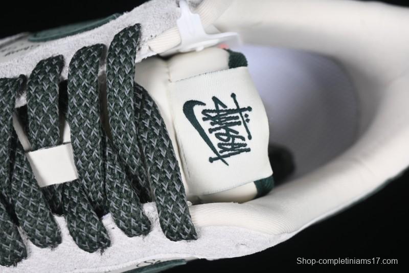 Nike Air Force 1 '07 Low Stussy Collaboration Green Suede Swoosh Low-Top Casual Sneakers - CH6336-511