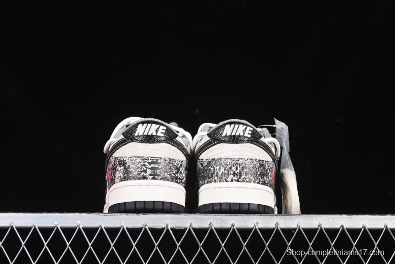 Nike SB Dunk Low Year of the Snake Series Strap Black Swoosh Custom High-End Low-Top Casual Skate Shoes - YX5066-273
