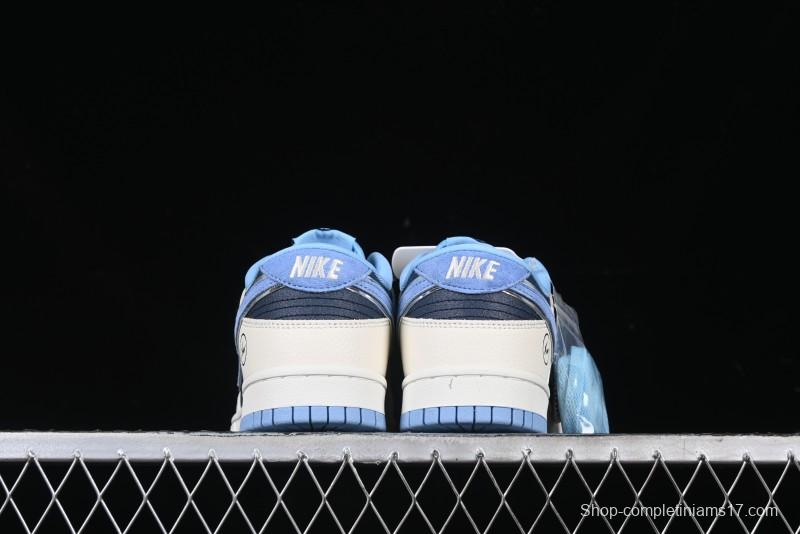 Nike SB Dunk Low Lightning Collaboration - Light Blue Swoosh Anniversary Custom Low-Top Casual Skate Shoes - LW1818-107