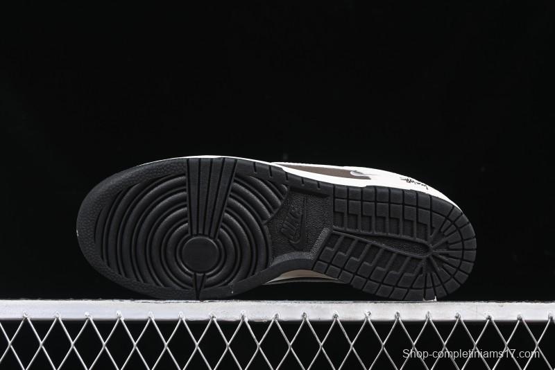 Nike SB Dunk Low Stussy Collaboration Brown Leather Swoosh Anniversary Custom Low-Top Casual Sneakers - DJ2024-062