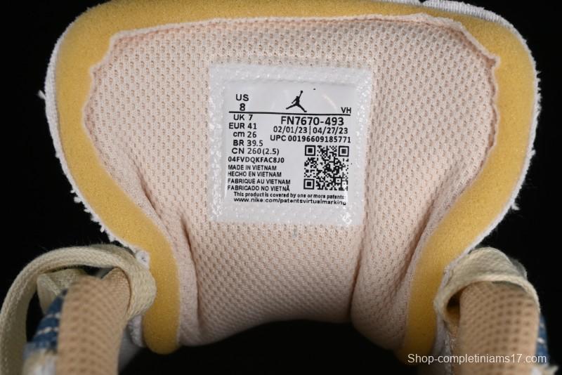 Nike Air Jordan 1 Low SE "WRMK" AJ1 Sashiko Stitch Low-Top Casual Sneakers - FN7670-493