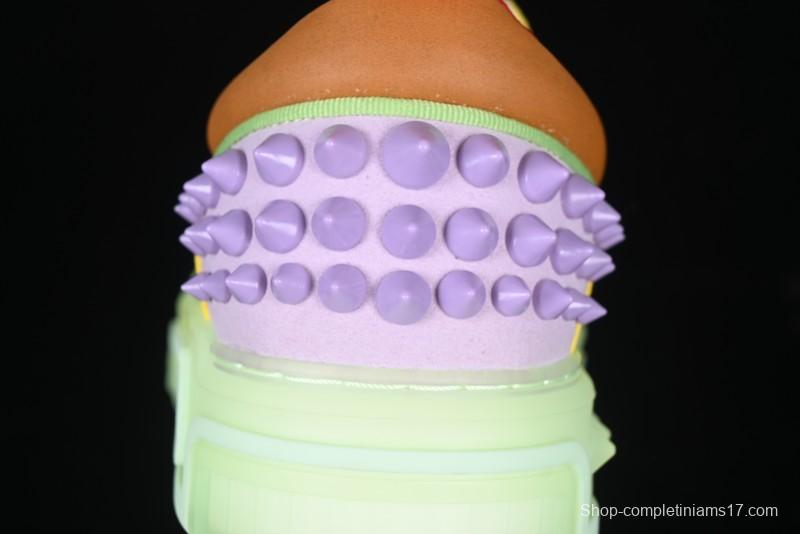 Christian Louboutin Funnyto Flat French Luxury Brand Green Color Block Low Top Sneakers - X.D4