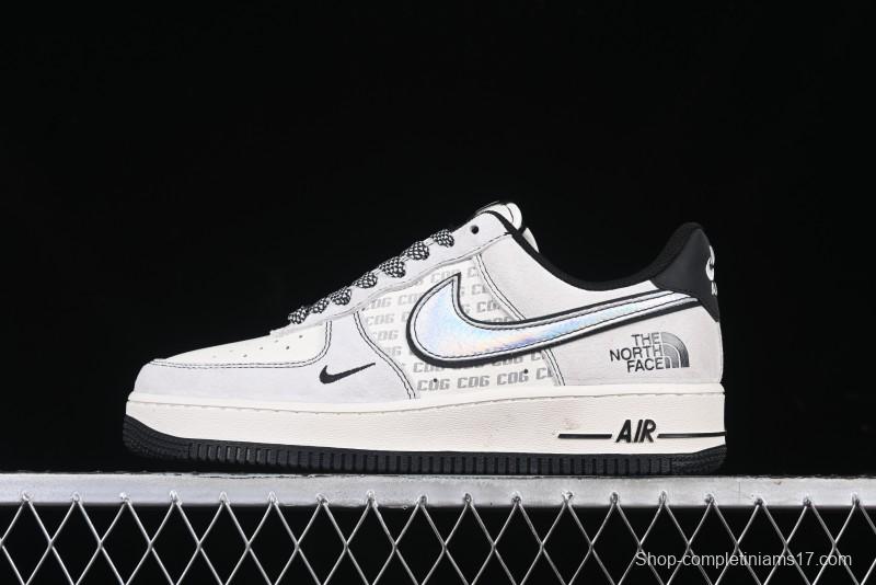 Nike Air Force 1'07 Low The North Face Collaboration - Grey Black Reflective Swoosh Casual Sneakers - DM6688-007