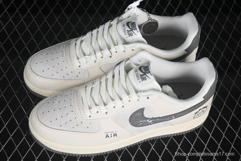 Nike Air Force 1 '07 Low Casual Sneakers in Light Grey with Custom Hardware - DF0188-036