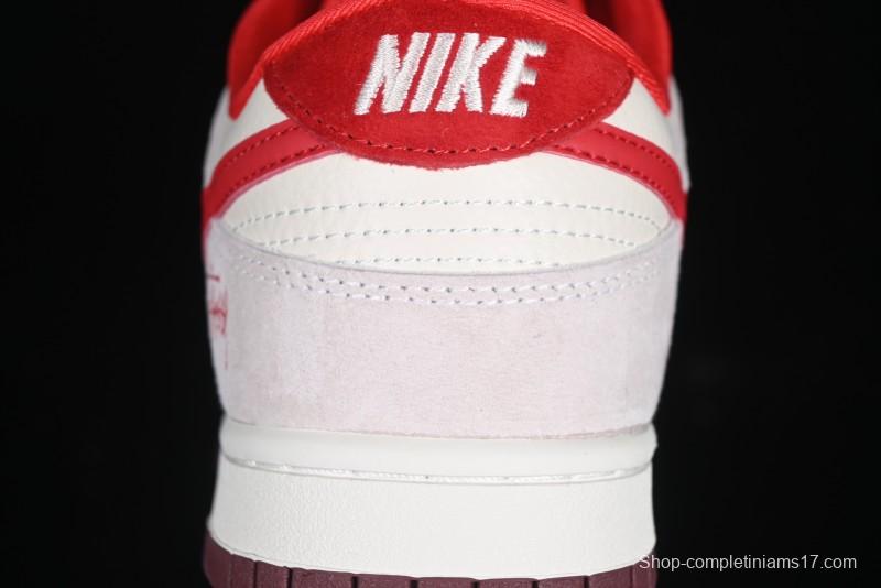 Nike SB Dunk Low Stussy Anniversary Edition Custom Sneakers with Red Swoosh - KK1333-021