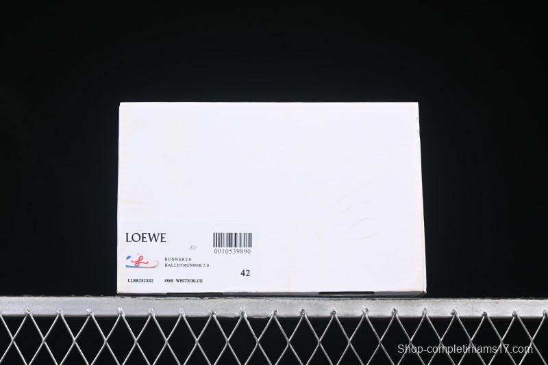 Loewe Ballet Runner 2.0 Sneakers Retro Style Low-Profile Casual Sports Shoes with Asymmetric Toe Design - White Blub