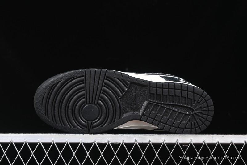 Nike SB Dunk Low Stussy x Gucci Triple Collaboration - Irregular Black Swoosh Anniversary Custom Low-Top Casual Sneakers - FC1688-196