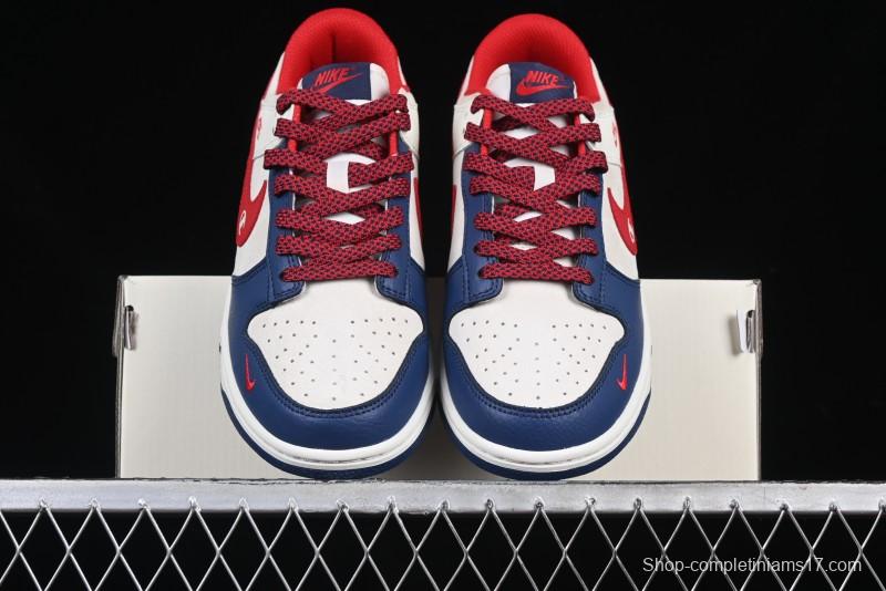 Nike SB Dunk Low Edison Chen Collaboration Blue Red Swoosh Anniversary Custom Low-Top Casual Skate Shoes - DJ2024-099