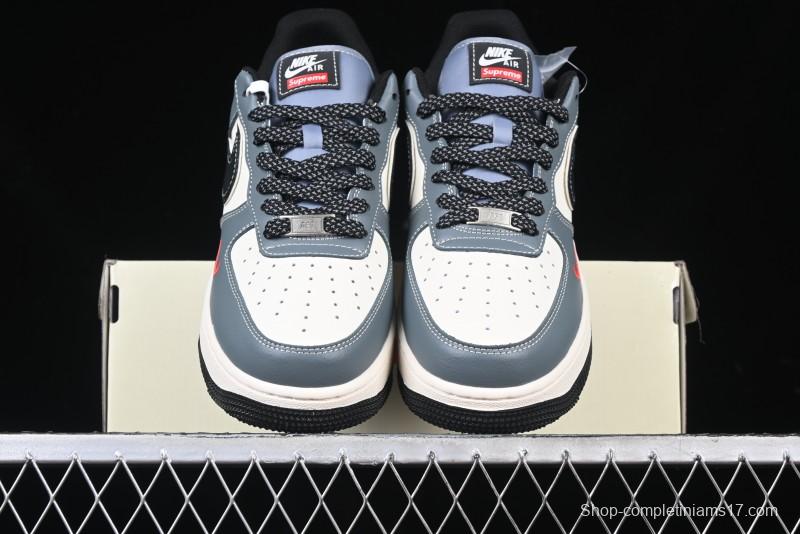 Nike Air Force 1 '07 Low Supreme Collaboration Sneakers in Blue Grey - XZ6188-385