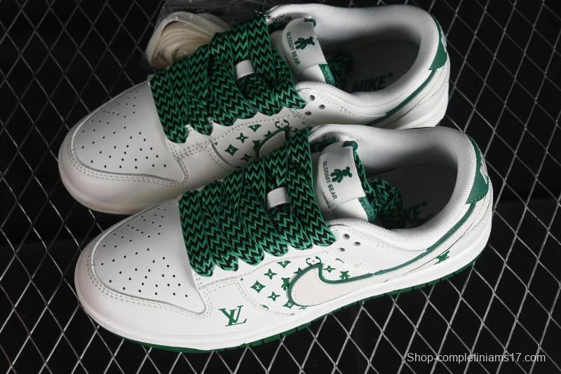 Nike SB Dunk Low LV Collaboration - Beige Green Violent Bear Anniversary High-End Custom Low-Top Casual Skate Shoes - SJ2068-241