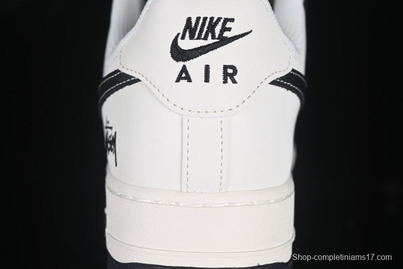 Nike Air Force 1 '07 Low Stussy Collaboration Black Leather Low-Top Casual Sneakers - HH7518-045