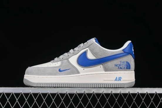 Nike Air Force 1 '07 Low The North Face Collaboration Grey Blue Swoosh Casual Shoes - XZ6188-745