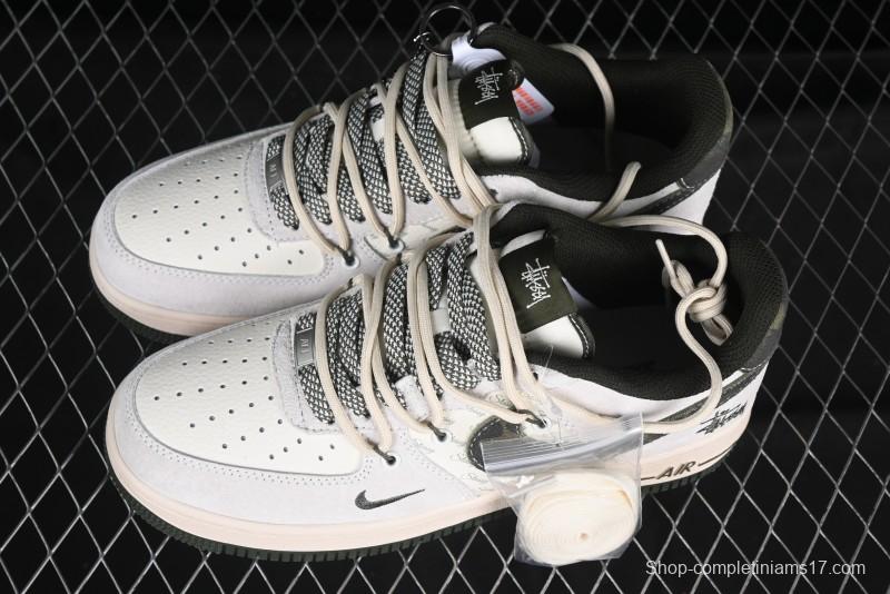 Nike Air Force 1 '07 Low Stussy Collaboration Camo Swoosh Drawstring Casual Sneakers - DM6688-014