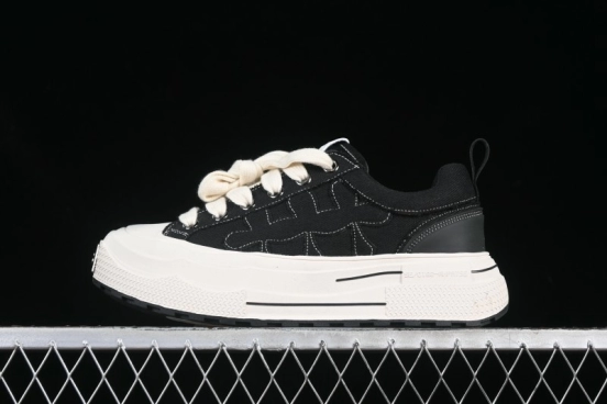 Shoot Brand Resonance Black Plum Retro Comfort Leather Anti-Slip Elevated Low-Top Casual Skate Shoes - AJD4