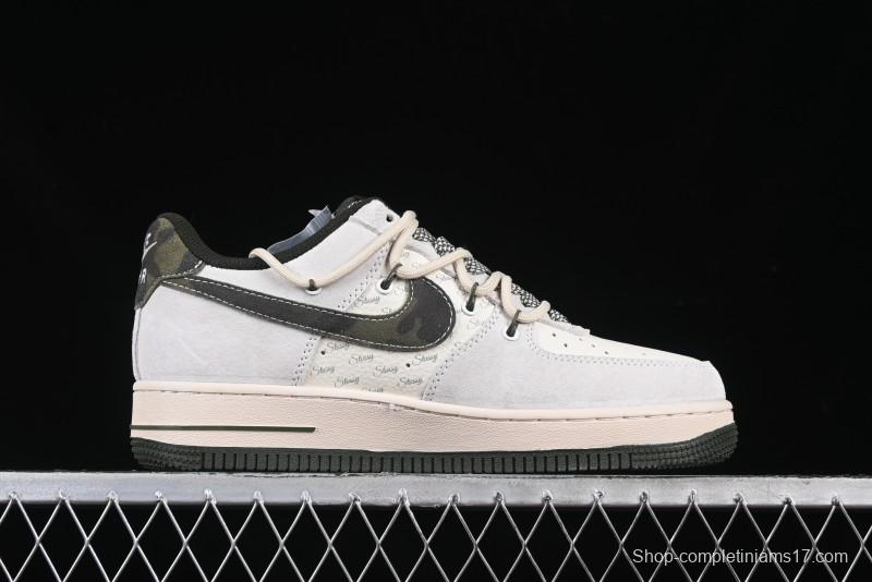 Nike Air Force 1 '07 Low Stussy Collaboration Camo Swoosh Drawstring Casual Sneakers - DM6688-014
