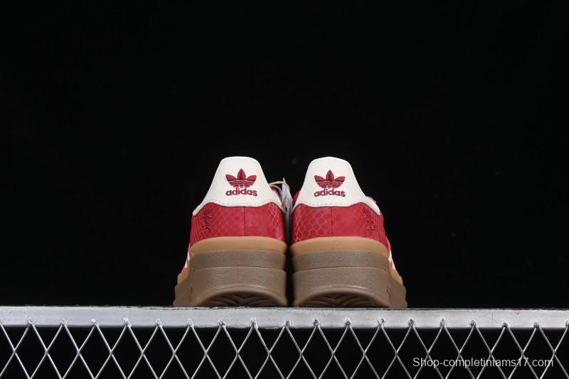 Adidas Originals Gazelle Bold JQ5977 Snake Year Limited Edition Low-Top Sneakers with Anti-Slip and Wear-Resistant Thick Sole