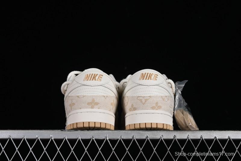 Nike SB Dunk Low LV Collaboration - Yellow Denim Print Anniversary High-End Custom Low-Top Casual Sneakers - SJ2068-247