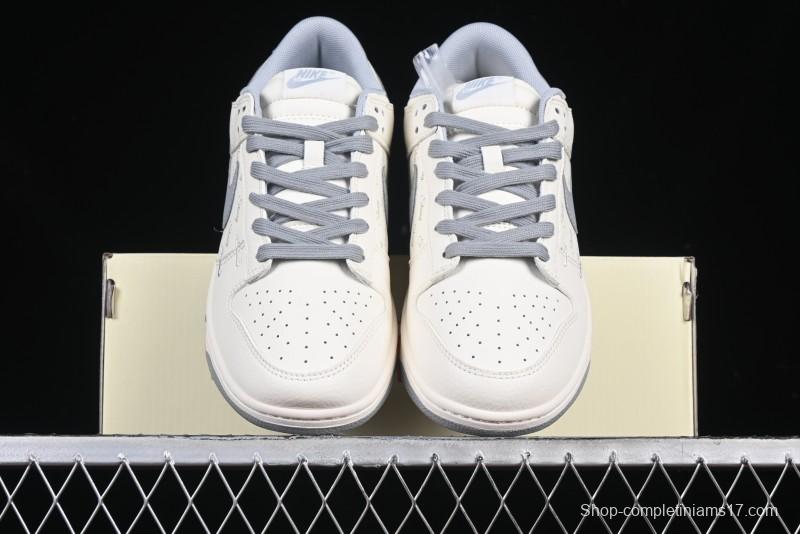 Nike SB Dunk Low Stussy Collaboration Light Grey Brushed Swoosh Anniversary Custom Low-Top Casual Sneakers - XX2025-608