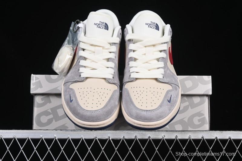 Nike Air Jordan 1 Low AJ1 The North Face Collaboration Grey Blue Red Hook Retro Basketball Shoes - DM9188-012