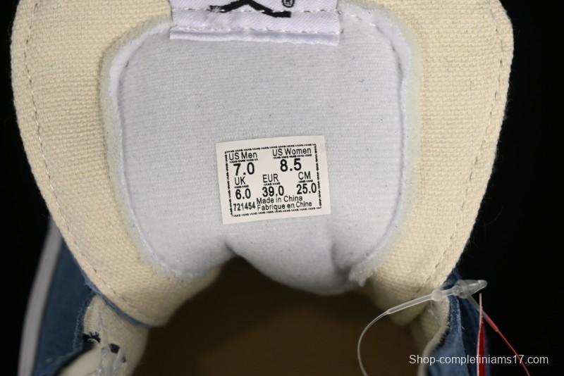 Vans Sk8-Mid Reissue 83 High-End Retro Skate Shoes with Blue Patchwork Suede - VN000CQQDWR