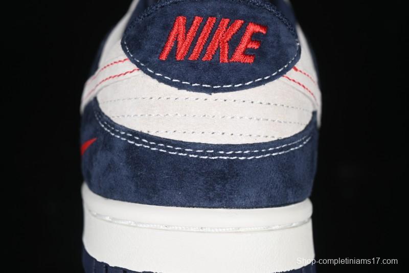 Nike SB Dunk Low Supreme Collaboration - Two-Tone White Swoosh Anniversary Customized Low-Top Casual Skate Shoes - DJ2024-045