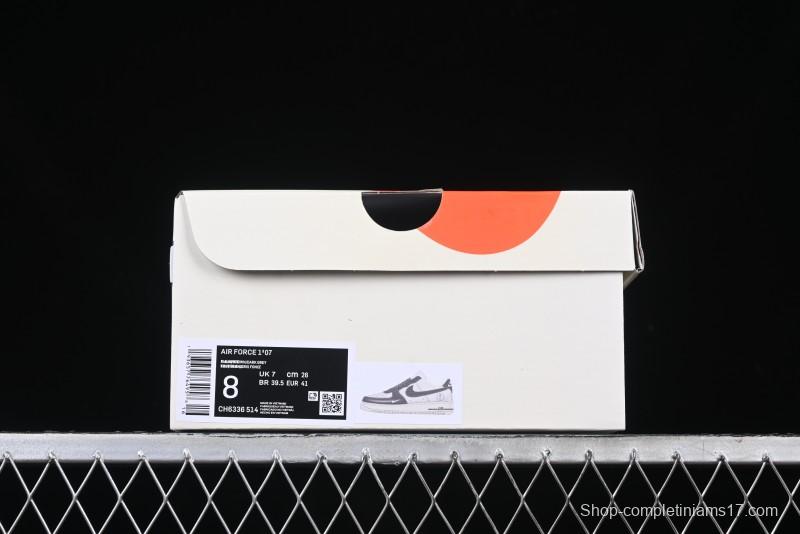Nike Air Force 1 '07 Low Moncler Collaboration - Black Lychee Grain Pigskin Low-Top Casual Sneakers - CH6336-514