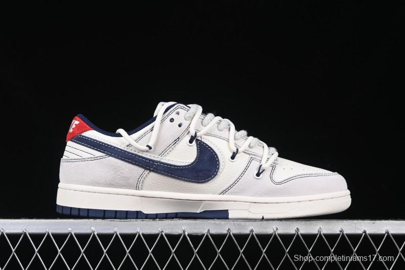 Nike SB Dunk Low Stussy Anniversary Edition High-End Custom Sneakers with Lace-Up Design in Grey White and Navy - YX5066-240