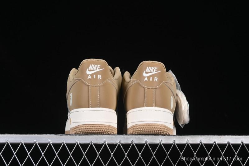 Nike Air Force 1 '07 Low Bape Collaboration Khaki Beige Grey Low-Top Casual Sneakers - BB6566-208