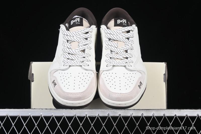 Nike Travis Scott x Fragment Design x Air Jordan 1 Low OG SP AJ1 Bape Collaboration Sneakers - AG3702-807