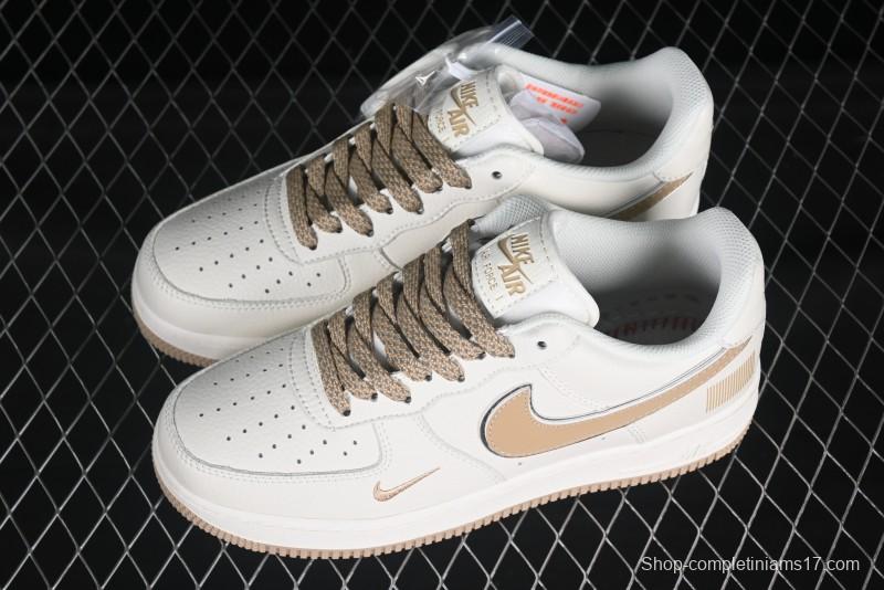 Nike Air Force 1 '07 Low QR Code Metallic Gold Star Sneakers Low-Top Casual Shoes - CU1836-965