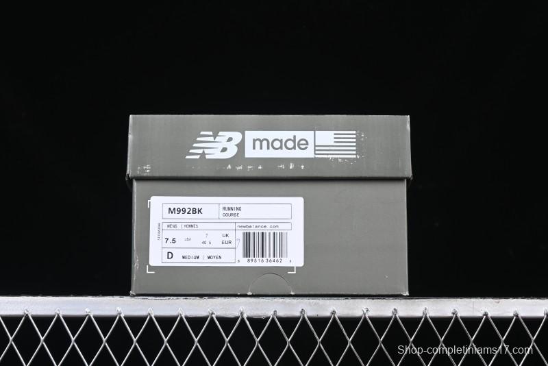 New Balance Made In USA 992 Classic Retro Running Sneakers with Superior Comfort - M992BK