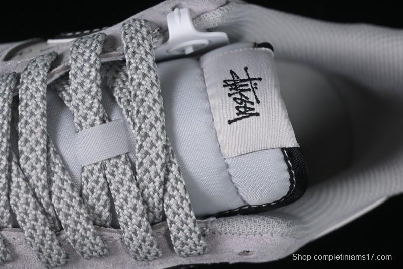 Nike Air Force 1 '07 Low Stussy Collaboration Silver Trim Black Swoosh Low-Top Casual Sneakers - XZ6188-912