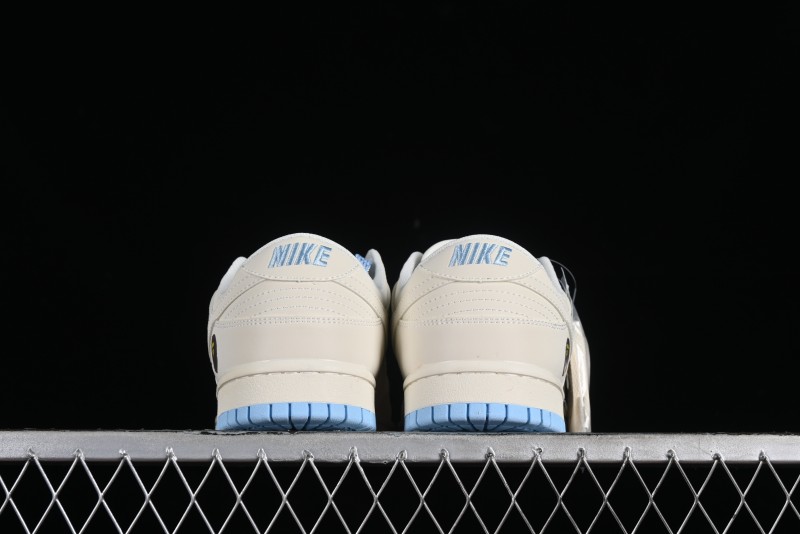 Nike SB Dunk Low BAPE Collaboration - Off-White Mini Blue Swoosh Anniversary High-End Custom Low-Top Casual Sneakers - XD6188-027