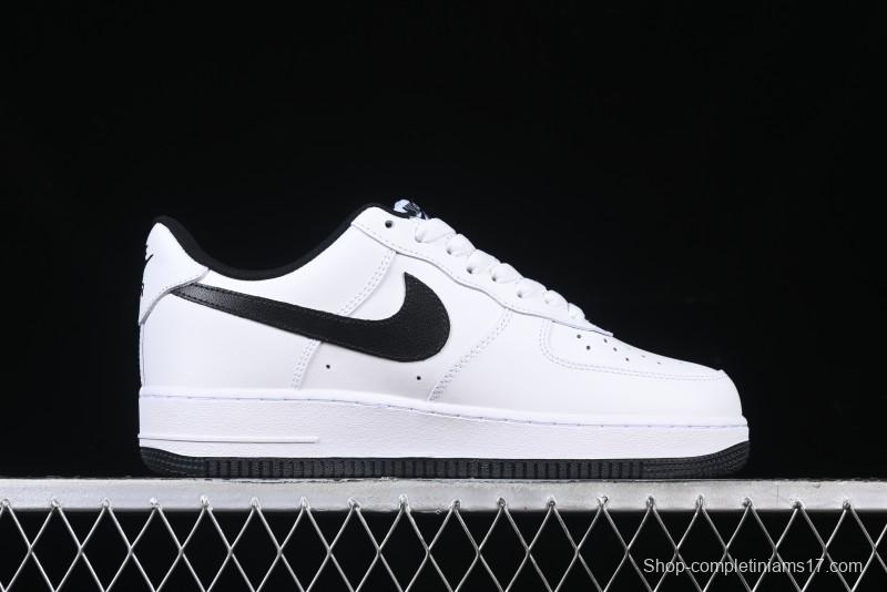 Nike Air Force 1 '07 Low White Black Swoosh Casual Sneakers - 315122-103