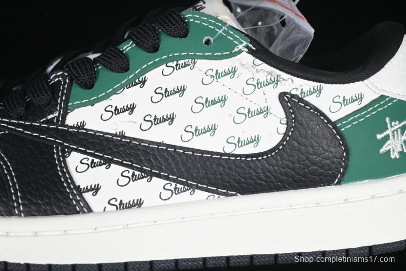 Nike Travis Scott x Fragment Design x Air Jordan 1 Low OG SP AJ1 Stussy Collaboration - Black Green - AG3702-805