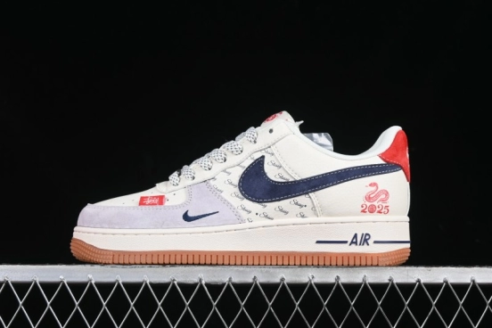 Nike Air Force 1 '07 Low Stussy Collaboration Year of the Snake Limited Edition Red Snake Low-Top Casual Sneakers - XS1958-502