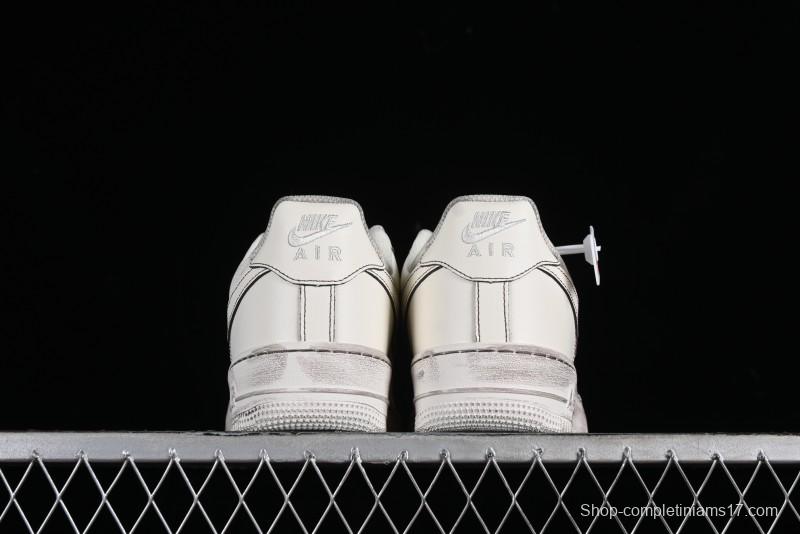 Nike Air Force 1 '07 Low Casual Sneakers with Hemp Rope Laces and Distressed Design - 315122-333