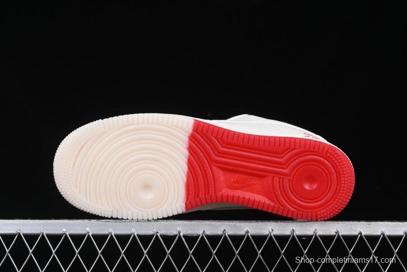 Nike Air Force 1 '07 Low Supreme Collaboration Beige Red Color Block Low-Top Casual Sneakers - BB7577-216
