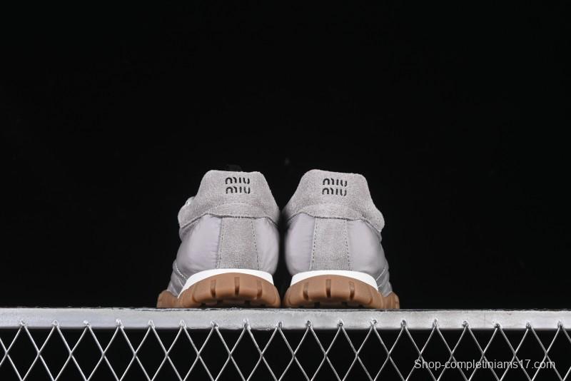 Miu Miu Suede Round Toe Lace-Up Low Top Women's Casual Shoes - 99D4