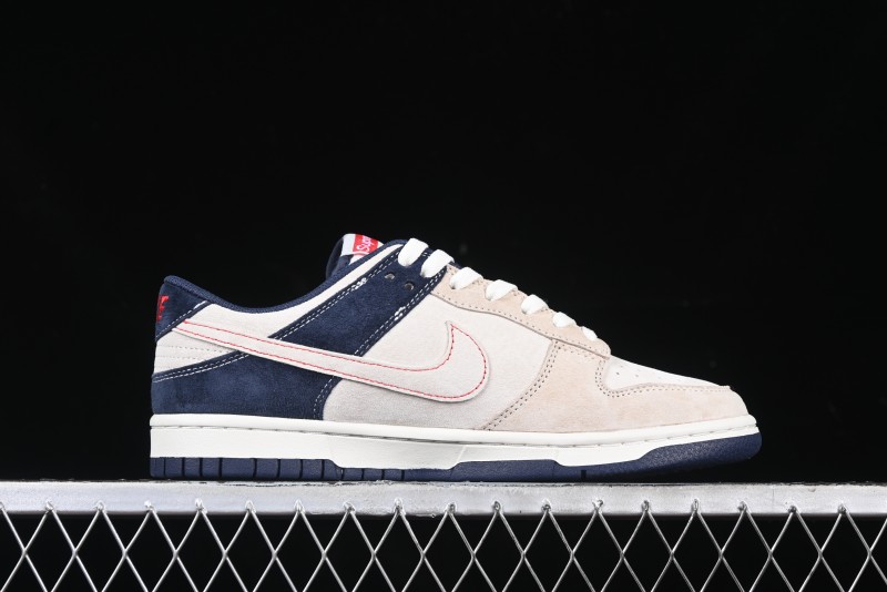 Nike SB Dunk Low Supreme Collaboration - Two-Tone White Swoosh Anniversary Customized Low-Top Casual Skate Shoes - DJ2024-045