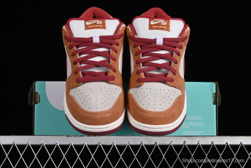 Nike SB Dunk Low Pro Brown Red Colorway SB Low Top Casual Skate Shoes - BQ6817-202
