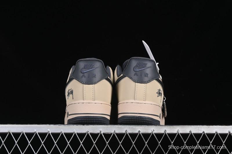Nike Air Force 1 '07 Low Stussy Collaboration Grey Fog Swoosh Low-Top Casual Sneakers - KK1988-033